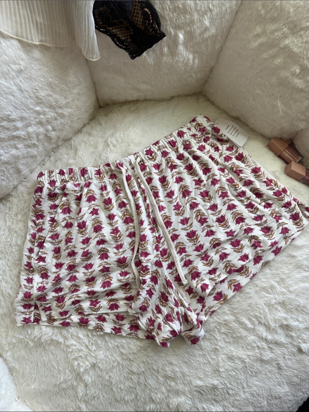 Floral Pajama Casual Comfy shorts pink white cute boho